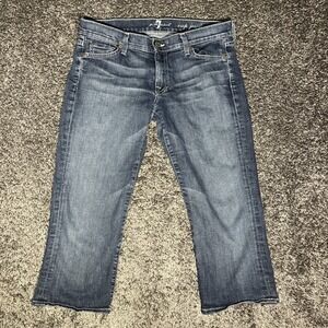 7 For All Mankind Crop Jeans Size‎ 27 Blue Distressed Josefina Skinny Boyfriend